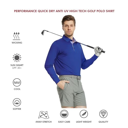 Image of Mens Polo Shirts Short and Long Sleeve Casual Solid Stylish Dry Fit Performance Designed Collared Golf Polo Shirts for Men