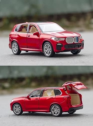 Image of PLUSPOINT Diecast X5 SUV Toy Car Scale Model,Pull Back Vehicles Alloy Simulation Supercar with Lights and Sound Also for Car Dashboard,Kids,Adult