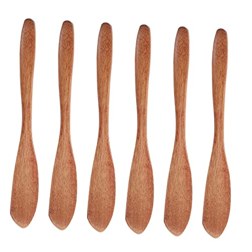 KICHOUSE 6pcs Wooden Butter Scrapers Jam Spatulas Cream Cheese Spreader Knives Salad Dressing Spreader Small Scrapers Tools