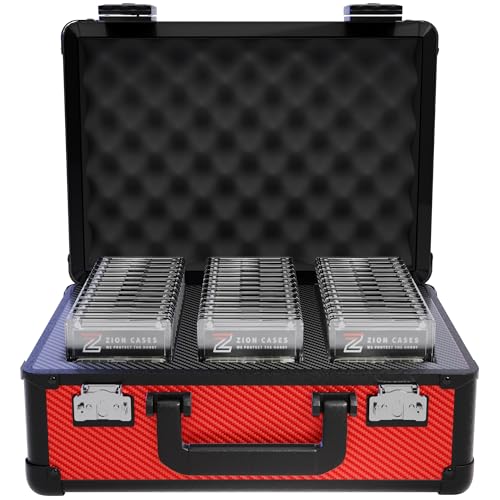 Zion Cases Slab Case X Color Rush Graded Card Case; The Original Slab Case for Graded Cards; Fits PSA, BGS, HGA, and CSG Graded Trading Card Slabs; Ideal Travel Storage Solution; (Carbon Fiber Red)