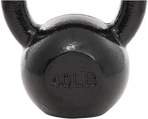 Image of amazon basics Enamel Cast Iron Kettlebell - 18 kg, Black