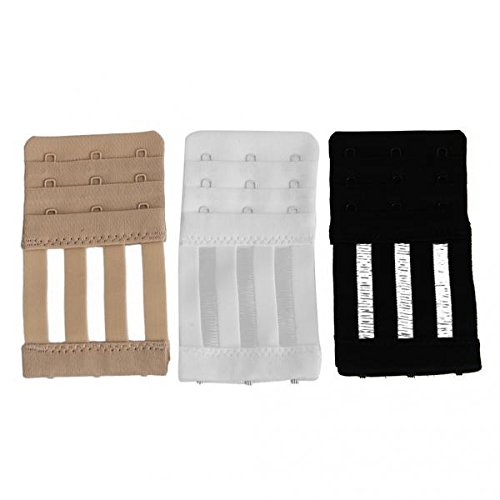 snappsy 3pcs Three Color Elastic Bra Straps Extension Bra Extenders 3 Hook Multicolour-picture-13