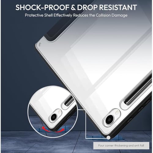 Image of reeto Smart Case for Samsung Galaxy Tab S9 /S9FE /S10FE | Auto Wake /Sleep | Shockproof Transparent Back Magnetic Stand Cover for Samsung Tab S9 11 inch /Tab S9 FE /Tab S10 FE 10.9 inch - Phantom Black