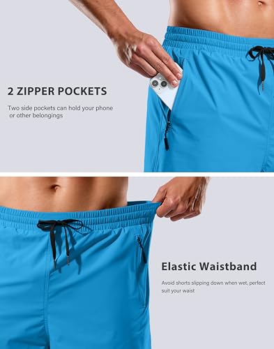 Image of G Gradual Mens Swim Trunks with Compression Liner 7 inch /9'' Quick Dry Board Shorts Swimsuit Bathing Suit for Men Zipper Pockets