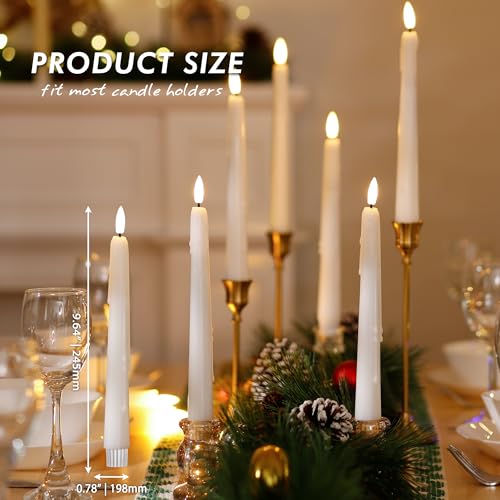 AFINETH Flameless Taper Candles with Two Rmote, 9.6