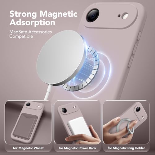 Image of Magnetic for iPhone Air Case, Compatible with MagSafe, [Full Camera Protection][Screen Protector] Silicone Shockproof Protective Phone Case for iPhone 17 Air 6.5 inch, Hazel