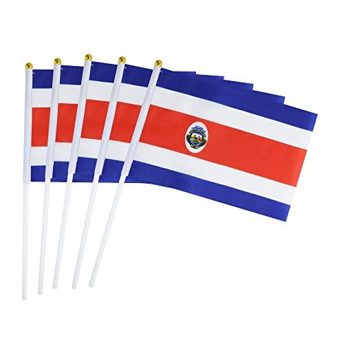 25 Pack Hand Held Small Mini Flag Costa Rica Costa Rican Flag Stick Flag Round Top National Country Flags,Party Decorations Supplies For Parades,World Cup,Festival Events,International Festival