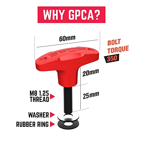 Image of GPCA Quick Release Tie Down Anchor + D Ring w /o Nut, Ford Bronco | Hardtop Bolts, Cargo Hooks, Hard Top Removals, 25mm Thumbscrew, Bronco Accessories (8PC, Red)