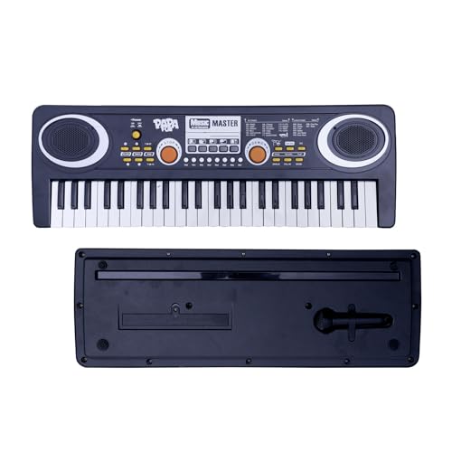 Image of Kids Piano Keyboard - 49-Key Electronic Keyboard for Kids with Microphone, 16 Tones, 8 Rhythms, 5 Percussions, 6 Demo Songs, Volume & Tempo Control, USB Port, Song Record & Playback