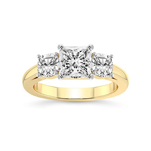FRIENDLY DIAMONDS Lab Grown Diamond Ring For Women IGI Certified | 1-5 Carat Kinsley Three Stone Side Cushion Diamond Ring | 14K Or 18K White, Yellow Or Rose Gold | FG-VS Quality2