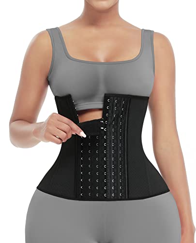 Image of FeelinGirl Waist Trainer for Women Underbust Latex Corsets Hourglass Body Shaper Sport Girdle Workout Waist Cincher 9 Steel Bones and 6 Row Hook
