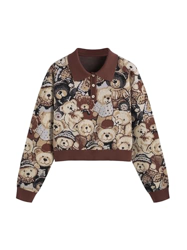 CIDER Polo Position Bear Button Knitted Long...