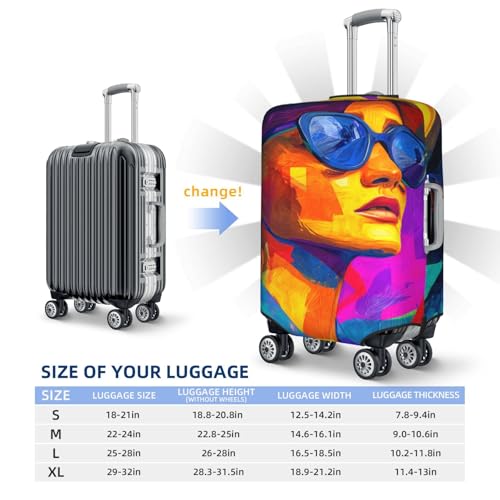 Beautiful Woman Colorful Sunglasses Abstract Elastic Travel Luggage Covers Dustproof Scratch-Resistant Suitcase Protector Fit 22-24 Inch4