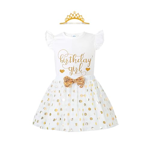 Image of LYSMuch Girls Birthday Outfit Birthday Girls Shirt Princess Tutu Tulle Skirt