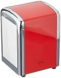 Taschentuchspender aus Metall und Chrom, rot.