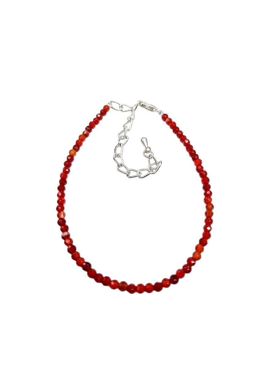 Certified Natural Red Carnelian Crystal Anklet | 3 mm Beads Jewelry for Women & Men | Fashion Spiritual Yoga Healing Style Anklet Gift Boho Crystal Accessory Wear-image-43