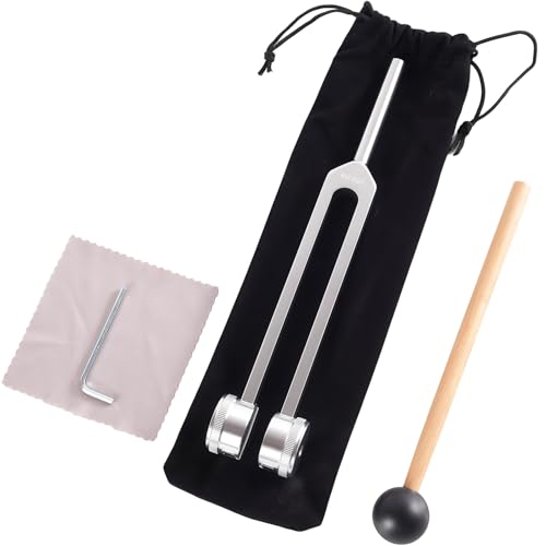 Stimmgabel Set, Stimmgabel 128 Hz/256 Hz/512 Hz, Frequenztherapie, Aluminiumlegierungsmaterial, für Stimmgabeltherapie, Meditationsentspannung, Muskelentspannung und Schlafverbesserung