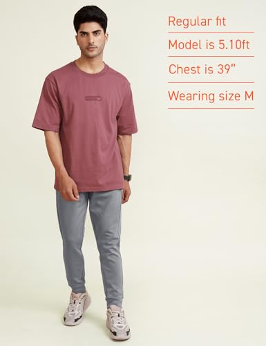 Image of DAMENSCH Statement Solid Oversized T Shirt for Men, Heavyweight, Anti-Pilling, Stylish, Relaxed Fit T Shirt for Men Cotton