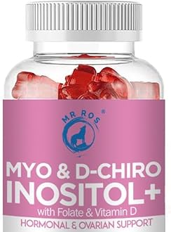 Inositol Gummies PCOS with Folate & Vitamin D - Myo & D-Chiro Inositol Blend, 40:1 Ratio, 60 Strawberry Flavor Gummies - Happy Hormones