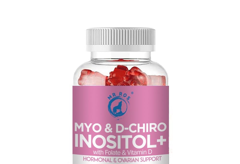 Inositol Gummies PCOS with Folate & Vitamin D - Myo & D-Chiro Inositol Blend, 40:1 Ratio, 60 Strawberry Flavor Gummies - Happy Hormones
