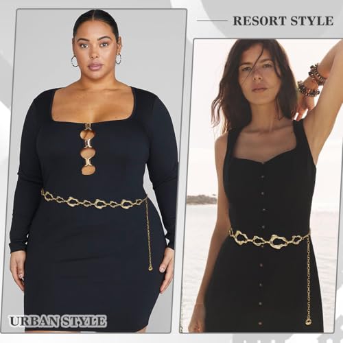 Glamorstar Chain Belt for Dresses Women Chic Metal Waist Belts3