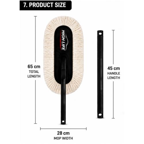 Image of HIGH LIFE Premium Microfiber Car Duster | Ultra Soft Scratch-Free Car Cleaning Brush | Washable Reusable Dust Remover for Car, Bike & SUV | Waterless Cleaning for Dashboard, Glass, Interior & Exterior