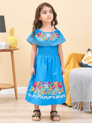 Image of Mexican Dress for Girls Traditional Vestidos Mexicanos Cinco de Mayo Embroidered Dresser Toddler Kids