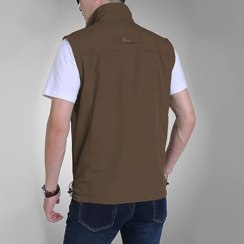 Image of Hixiaohe Mens Lightweight Vest Outerwear Casual Summer Outdoor Travel Vest for Hiking Fishing Golf Photo Work with Pockets