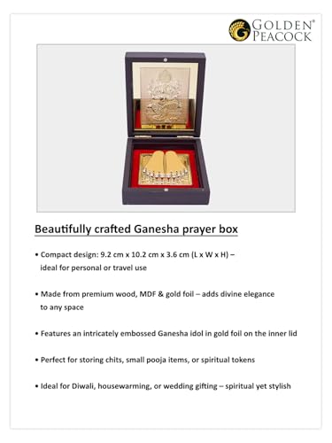 Image of 24K Gold Polished Brown and Gold Color Shree Ganesha Small Pooja Box | Ideal Gift for Hindu Religious, Family and Friends, Corporate Gifts etc... | Worship, Gifting, and Spiritual Blessings.