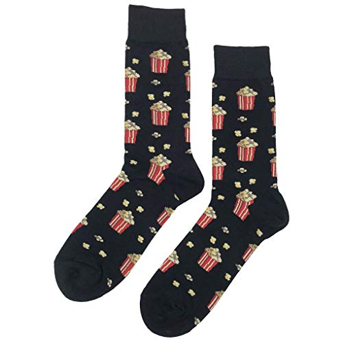Popcorn Dress Socks Funny Novelty Crazy Fun Design Men Size 8-12 Cotton Casual Crew Colorful Funky Fancy Socks Gift for Men