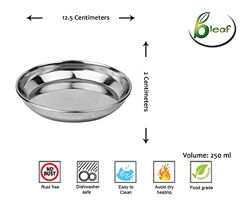 Image of BLeaf Stainless Steel-Dessert Plate /Quarter Plate (Pack of 6)