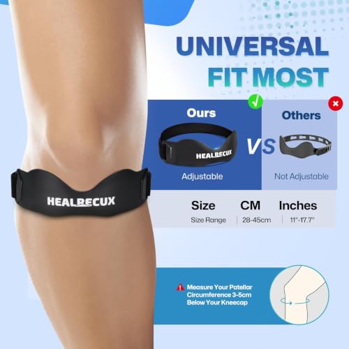 Image of Healrecux Patella Band, Knee Strap Patella Tendon Support for Knee Pain & Tendonitis, Patella Stabilizer Knee Brace for Running, Basketball, Jumpers Knee, Tennis, Volleyball & Squats - Inky 1 Pack