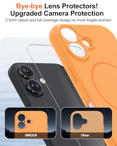 Image of Magnetic for iPhone 16 Plus Case,Shockproof Matte Cover,Orange | with Screen Protector,Compatible with MagSafe,Military Grade Drop Protection,Full Camera Protection,Non-Slip Design Case