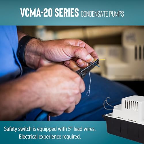 Image of Little Giant VCMA-20ULS 115 Volt, 80 GPH, 1 /30 HP Automatic Condensate Removal Pump for HVAC /Refrigeration Systems /Dehumidifiers with Overflow Detection Switch and 6-Foot Cord, White /Black, 554425