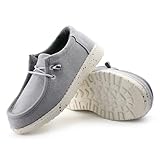 JABASIC Jungen Loafers Schulschuhe Kinder (38,Grey)