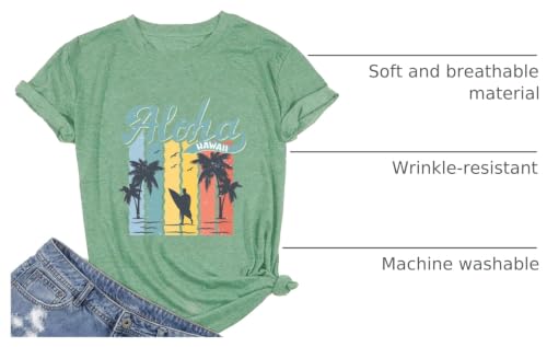 Image of Vacay Mode T Shirts for Women Summer Beach Hawaii Vacation Short Sleeve Tops Holiday Cruise Getaway T Shirts