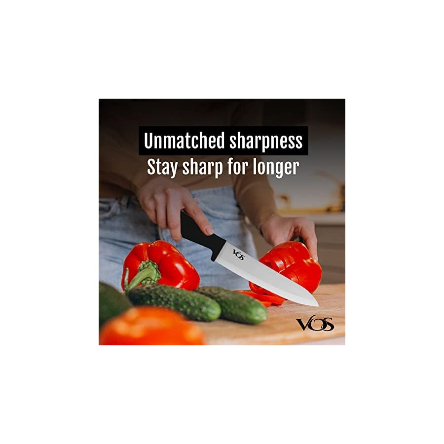 Vos-Ceramic-Knives-for-Kitchen-Three-Knife-Set-With-3-Covers-a-Peeler-and-a-Gift-Box-Black Vos Ceramic Knife Set, Ceramic Knives Set For Kitchen, Ceramic Kitchen Knives With Peeler, Ceramic Paring Knife 3", 4", 6", Inch Black