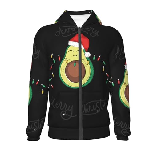 Avocado Merry Christmas Kid Hoodies Boys Zip Up Sweatshirts Girls Pullover with Pocket2