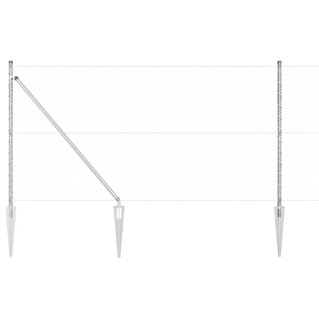 Steel Fence Post Silver 100 x 1.4 m with 25 mm Mesh, Heavy Duty Garden for Outdoor Security, Corrosion Resistant Fence Post Kit for Yard or Terrace Enclosure, 104 Spike Posts Included