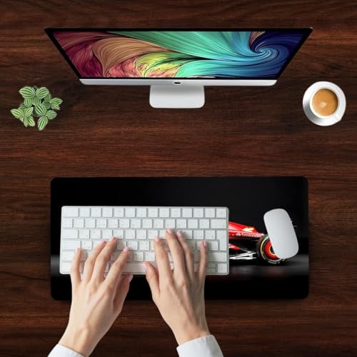 Image of Moto Edition Desk Mat 23x11 Inch - Racing-Themed Keyboard & Mouse Pad for Office, Home & Gaming | Non-Slip Rubber Base, Waterproof Surface, Supercar & Bike Inspired Table Mat (Red Formula)