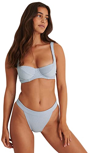 NA-KD Damen Ribbed Bra With Wide Straps Bikini, Hellblau, 70B EU