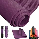 DECODEKO Esterilla de Yoga, Pilates y Fitness TPE Ecológico | Antideslizante, 3 Grosores, Sin Olor, Incluye Correa y Bolsa de Transporte 183x61 cm, Ideal para Deporte en Casa (Morado oscuro, 1cm)