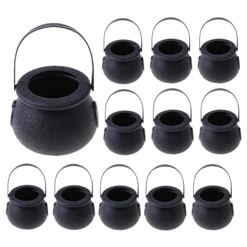 Glayent 12 Piezas Mini Teteras para Dulces, Soporte para Caldero con Esqueleto de, Olla con Asa para Halloween, Pascua, Fiesta del DíA de San Patricio