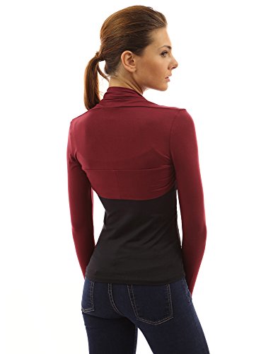 PattyBoutik Women Long Sleeve Bolero Shrug (Burgundy Small) - Thumbnail 2