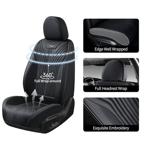 Image of FLORICH Leather Car Seat Cover Automotive Seat Covers Front Seat Waterproof Full Coverage Car Seat Cushion Protector Universal Fit for Most Cars Trucks SUV, Black