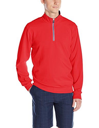 Fairway & Greene Men's Caves Long Sleeve Tech Pullover Jacket, Medium, Red/Marine