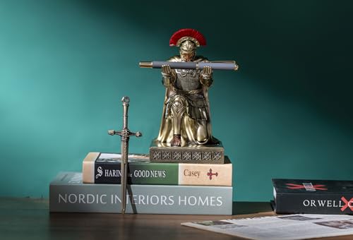 Centurion Cloak Warrior Knight Pen Holder Mobile Phone Stand Desk Organizers and Accessories as Gift for Office and Home (Bronze) - Image 3