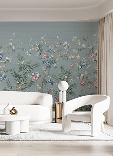 Winter Chinoiserie Robin's Egg Blue Wall Mural #TOP7