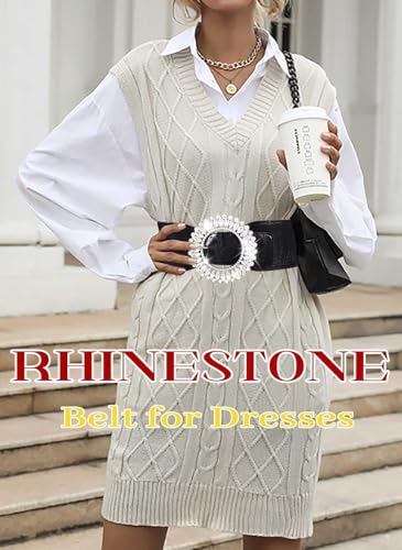 Tgirls Women's Rhinestone Belt Sparkly Crystal Elastic Waistband Big Buckle Stretch Belts for Dresses3