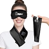 2-in-1-Set Nacken-Eisbeutel und Kopf-Augen-Eisbeutel, Migräne-Linderungskappe, Gel-Kühl-Augenmaske, Schlaf-, Wärme- und Kältetherapie, Kompresse für Schwellungen, Kopfschmerzen, Stressabbau (schwarz)